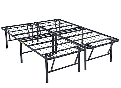 Foldable Metal Platform Bed Frame with Storage Space, Sturdy Steel, view 2