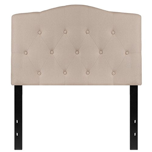 Twin Tufted Headboard | Adjustable Bed Rail Slots, Fabric Upholstered, view 6