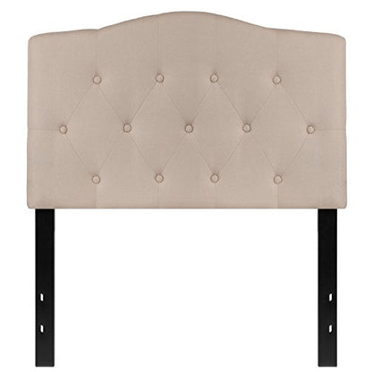 Twin Tufted Headboard | Adjustable Bed Rail Slots, Fabric Upholstered, view 6