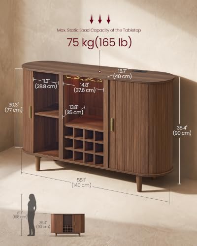 Storage Cabinet, Sideboard with LED Lights and Power Strip, view 3