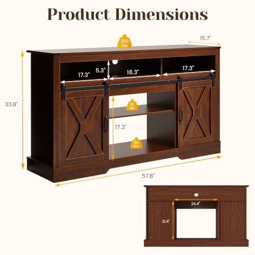 Farmhouse 34" Tall TV Stand for 65+ Inch TV, view 3