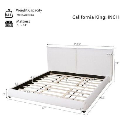 Heavy Linen Bed Frame, 800lb Capacity, view 3