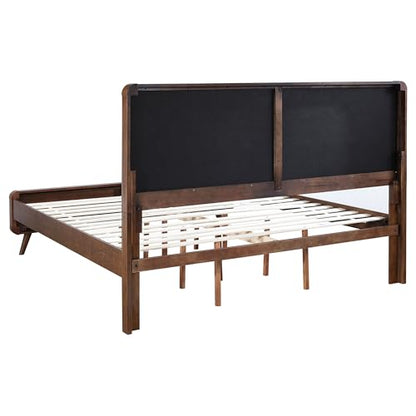 Coaster Home Furnishings Robyn Contemporary 5-Piece Bedroom Set Fabric Upholstered Eastern King Size Panel Bed Frame 53-inch Headboard Dark Walnut 205131KE-S5