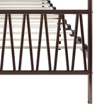 Dallas King Zigzag Metal Canopy Platform Bed Frame, Brown, view 7