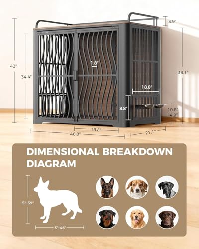 48-Inch Dog Crate Furniture for Large Dogs, view 8