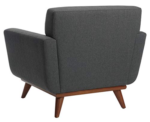 Safavieh Couture Home Opal Mid-Century Slate Grey Linen Tufted Arm Chair