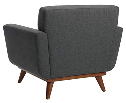 Safavieh Couture Home Opal Mid-Century Slate Grey Linen Tufted Arm Chair
