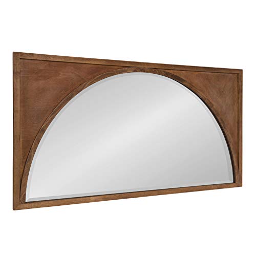Andover Casual Framed Arch Mirror with Beveled Edge, Light Brown, 42x21.5, Modern Farmhouse Home Decor for Entryway, Living Room, Or Bedroom