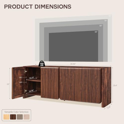 Modern TV Stand for TVs up to 65/70/75, Rounded Corner, Brown, view 4
