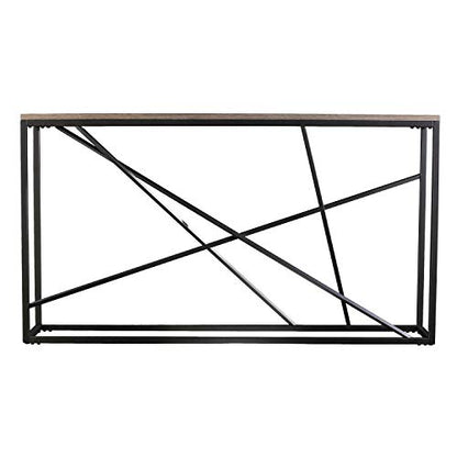 Arendal Faux Stone Skinny Console Table, Dining Room With Open Concept Living Space Modern Style Powder-Coated Iron, Gray