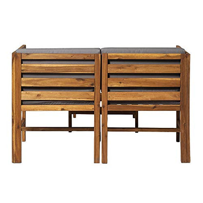 Ravello Contemporary 3 Piece Acacia Wood Outdoor Modular Chat Set with Cushions, Set of 3, Brown