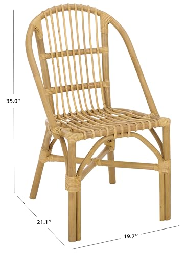 SAFAVIEH Furniture - Oksana Woven Accent Chair - Natural Rattan - Fully Assembled - Ideal for Living Room, Bedroom, Dining Space, 17.7" Seat Height (ACH9904A)