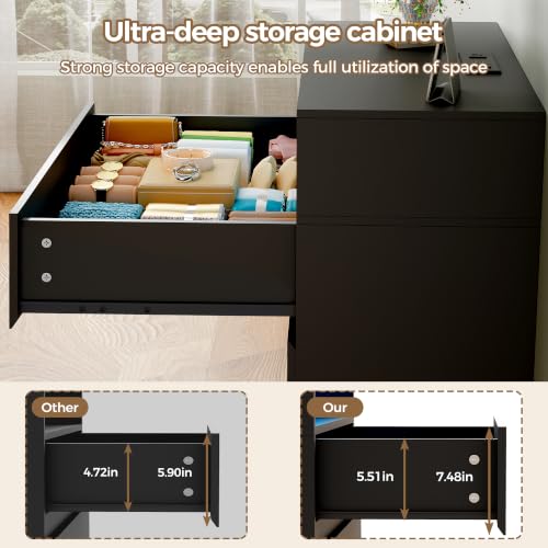 Black Tall 5 Drawer Dresser for Bedroom with LED Light, view 9