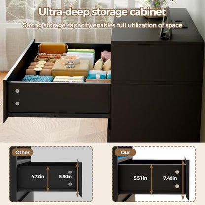 Black Tall 5 Drawer Dresser for Bedroom with LED Light, view 9