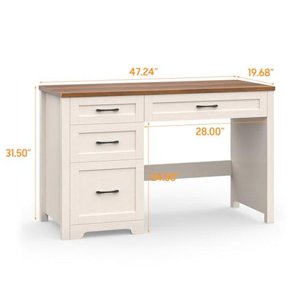 Farmhouse 47" Executive Desk with File Drawer, Workstation for Home Office, view 3