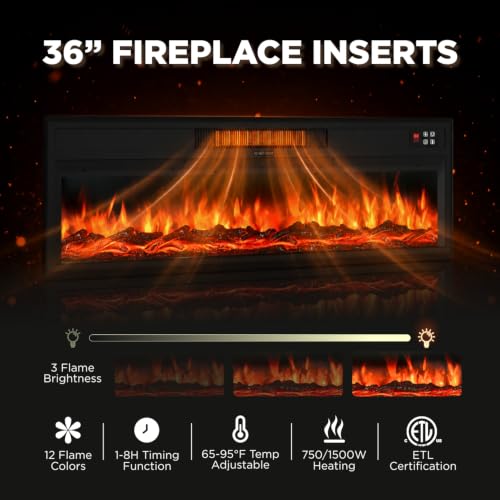 86" Wood Fireplace TV Stand, Black, view 7