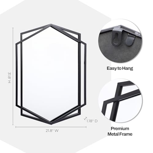 LuxenHome 31.8"X22" Wall Mirror | Black Metal Frame Vanity Mirrors for Bedroom, Entryway, Living Room Decor