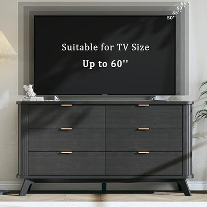 Fluted 6 Drawers Dresser for Bedroom, 55" Mid Century Modern & Chests of Drawers, view 8