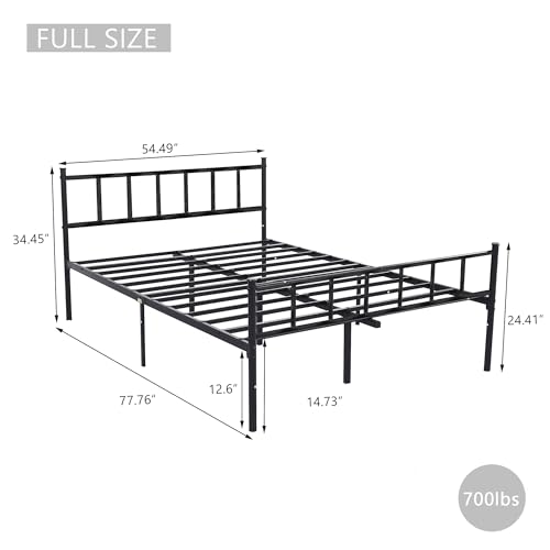 Metal Platform Full Size Bed Frame, Black, view 3