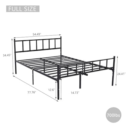 Metal Platform Full Size Bed Frame, Black, view 3