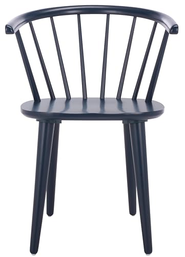 SAFAVIEH Furniture - Blanchard Side Chair Set of 2 - Navy - Solid Wood - Farmhouse Spindle - Ideal for Dining Room, Kitchen, Living Room, 18" Seat Height (AMH8512Q-SET2)