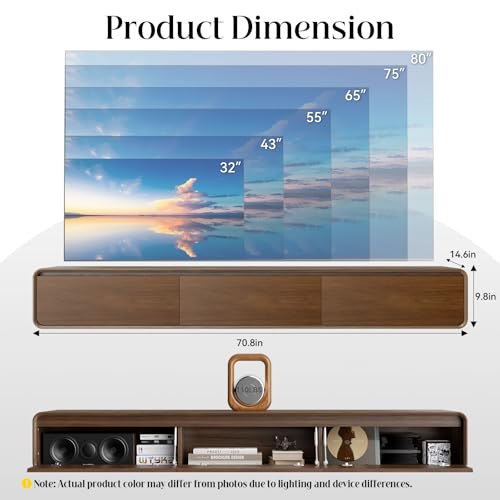 70" Floating TV Stand Wall Mounted for TVs up to 80 Inch, view 3
