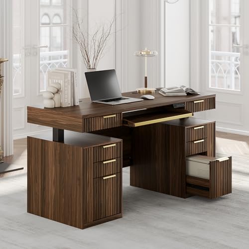 59 Inch Standing Desk with Storage Drawers, view 2