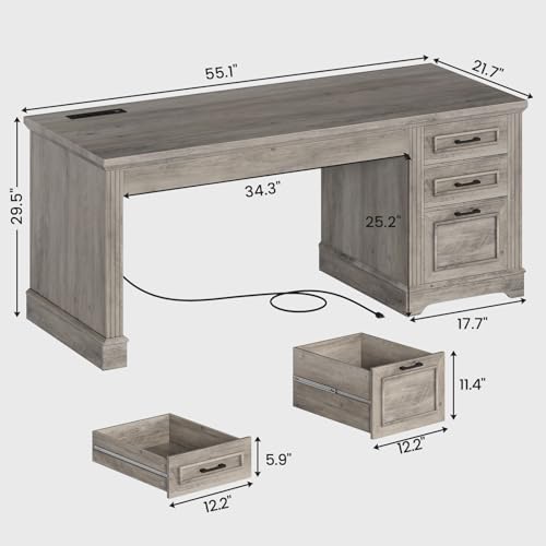 Executive Office Desk with 3 Drawers, view 3