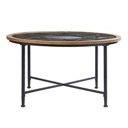 Melvoir Glass Top Cocktail Table - Transitional Design, Black Glass and Wood - Ideal for Living Room, Family Room (CK1109100)