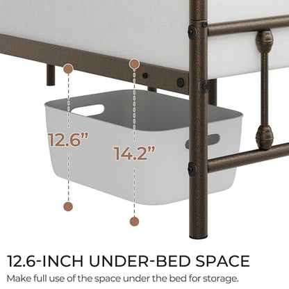 Queen Bed Frame Vintage Bronze Iron, view 3