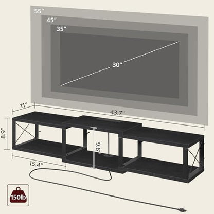 43.7” Floating TV Stand with Power Outlet, Wall-Mounted Entertainment Center, view 3