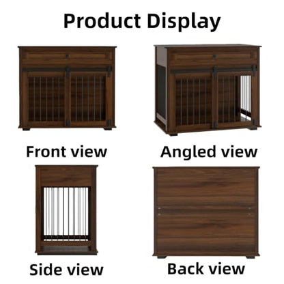 31.5'' Dog Crate Furniture,Dog Kennel for Small/Medium Dogs,Walnut, view 8