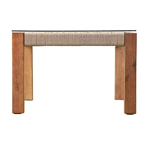 SEI Outdoor Patio Furniture - Brendina Outdoor Glass Top Cocktail Table - Transitional Design Natural Solid Wood - Ideal for Patio, Backyard (OD1089300)