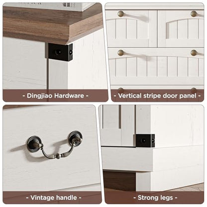 Farmhouse 7 Drawer Dresser, 47" Tall, Antique White, view 6