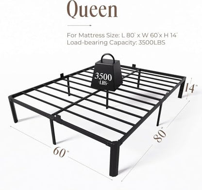 Queen Metal Bed Frame 14 Inch, Heavy Duty Platform, No Box Spring Needed, view 4