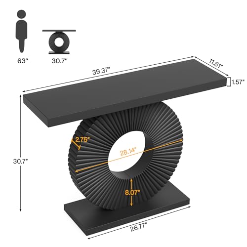 Tribesigns Modern Console Table with Geometric Base, 40 inch Wood Entryway Table Sofa Table Narrow Long, Contemporary Accent Table for Living Room, Entryway, Hallway, Black