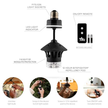 ® BiteFighter® Plug & Repel Mosquito Repellent for Outdoor String Lights Odor-Free, Easy Install, 110 sq. ft. Coverage with 12 Hours of Protection