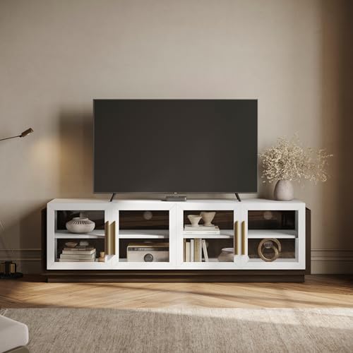 Brixston 70 in TV Stand & Entertainment Center-White, view 6