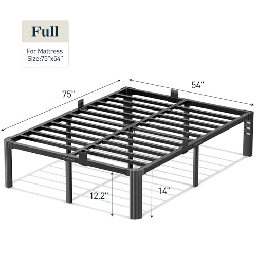 Full Size Bed Frame,14 Inch 3500LBS Heavy Duty Metal Platform NoSqueaking, view 4