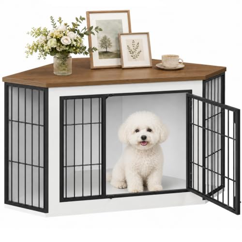 Corner Dog Crate Furniture, Decorative Dog Kennel End Table, view 2