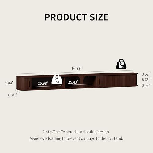 94.8" Floating TV Stand with Power Outlet for TVs up to 100", view 3