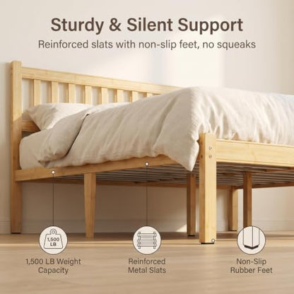Wood Queen Bed Frame with Headboard, view 7