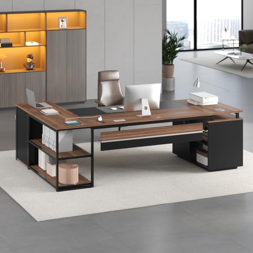 71" Executive Desk with Lockable File Cabinet, view 8