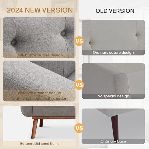 Living Room Set, Button Tufted Living Room Furniture Sets, Upholstered Modern Couch Set with Solid Frame, Sofa Set for Living Room (Dark Grey, 3 Piece Set-1*loveseat+2*Chair)