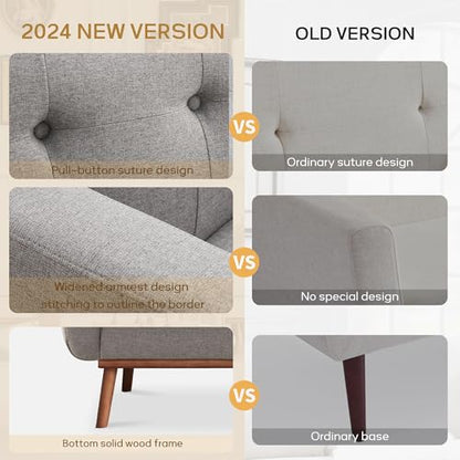 Living Room Set, Button Tufted Living Room Furniture Sets, Upholstered Modern Couch Set with Solid Frame, Sofa Set for Living Room (Dark Grey, 3 Piece Set-1*loveseat+2*Chair)