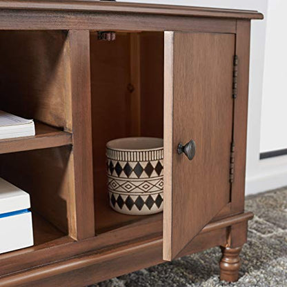 SAFAVIEH Ozark TV Stand for up to 55" Flatscreen – Brown, 2 Doors with Interior Storage, 2 Open Shelves, Entertainment Media Console (MED5700C)
