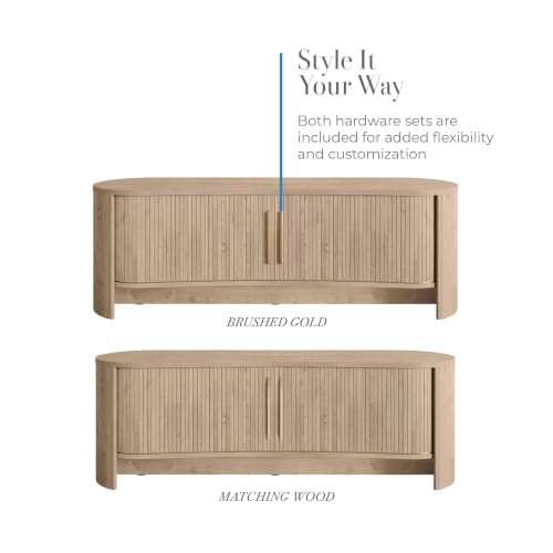 OVE Decors Sarah 59" Modern Media Console in Light Oak, Gold Hardware, view 7