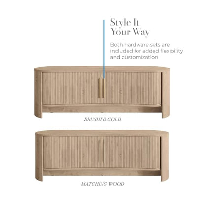 OVE Decors Sarah 59" Modern Media Console in Light Oak, Gold Hardware, view 7