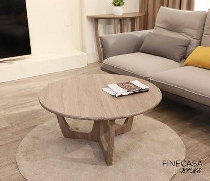 Wooden Round Coffee Table, Curved Leg, Furniture, Accent Couch, Coffee Table for Livingroom, Round Wood Table, 36 x 18 Inches, Natural