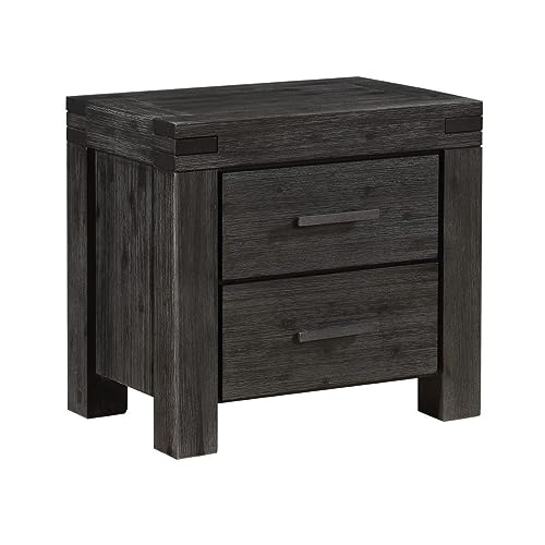 Solid Wood Nightstand, 2-Drawer, Meadow - Graphite